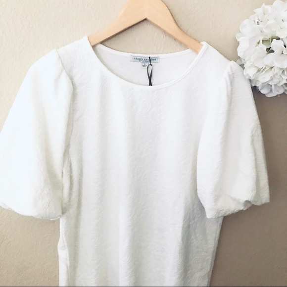 Balloon Sleeve Jacquard Lace knit top - Picture 3 of 4